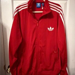Vintage 90’s adidas Red Zip-Front Trefoil Track Jacket with White Stripes